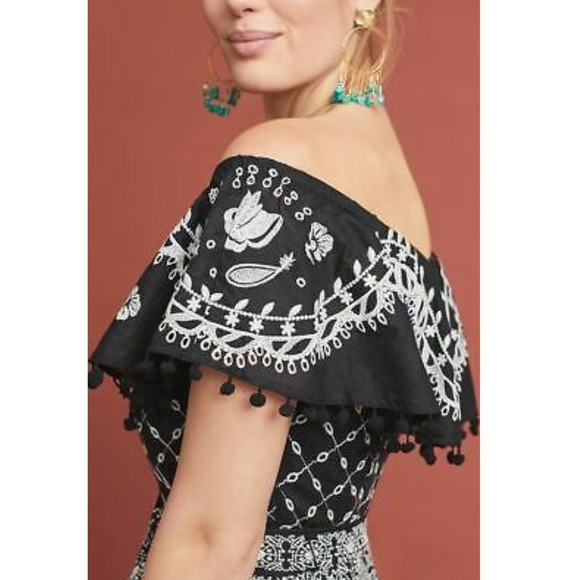NWT Anthropologie Marisol Embroidered Pommed Midi - Picture 4 of 12